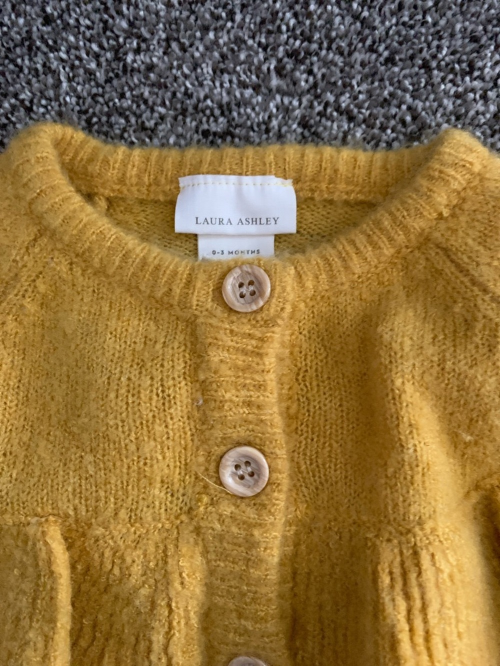 Laura Ashley Mustard Ruffle-Front Knit Cardigan - Picture 2 of 5